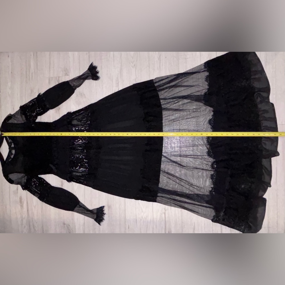 For Love & Lemons Bohemian Long Sleeve Sheer with Lace Maxi Dress Size Small - Picture 8 of 9